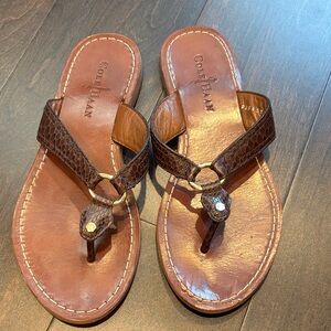 Cole Haan Dark Brown Leather Thong Sandals
